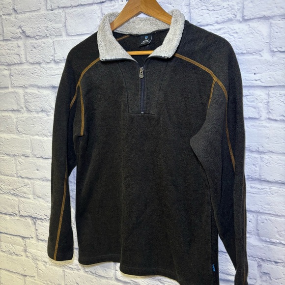 Kuhl Sweater Mens L Brown Alfpaca 1/4 Zip Pullover Sherpa Collar Hike Outdoor - Picture 4 of 14